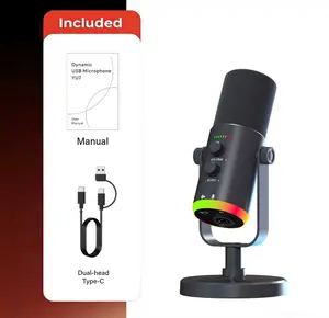 Dynamic RGB Lighting Gaming Microphone - Wired USB/XLR Dynamic Mic with Quick Mute, Headphone Jack, Gain Knob, Volume Control, USB Streaming Mic for PC Gamers, Multi-Device Compatible with PCs, Smartphones, Laptops, PS4, PS5 (Audio-Supported), Camera