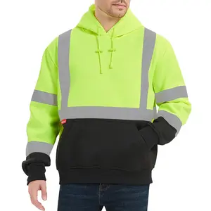 ProtectX Hi Vis Hoodie for Men Women High Visibility Safety Sweatshirt Reflective with Pockets for Construction Work Class 3 Menswear Casual Tops