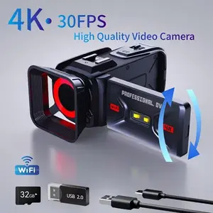 4K Video Camera Camcorder - 64MP Vlogging Camera with 3" 270 Flip Screen, 18X Digital Zoom, WiFi, Webcam Mode, 32GB SD Card & Rechargeable Battery