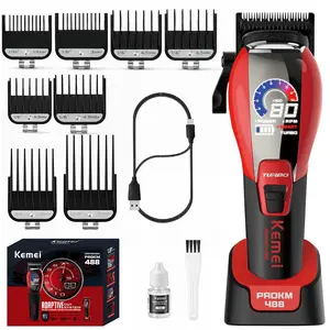 Kemei Prokm-488 High-Speed Brushless Electric Trimmer, Smart Speed Control, Charging Base Included, Racing Design