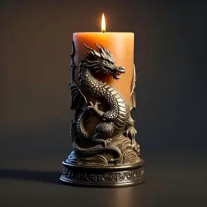 Dragon Shaped Twisted Candle Silicone Mold, Hollow Carved Incense Mold, Vintage Coiling Dragon Candle Holder