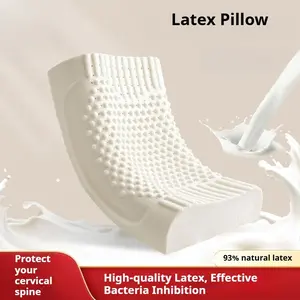 Latex Pillow for Dormitory, Natural Rubber Cervical Spine Support, Low Sleep Pillow Core, Silicone Designed for Comfort