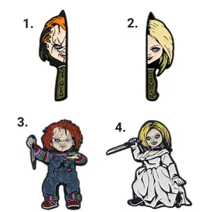 Halloween Horror Chucky and Tiffany Pin