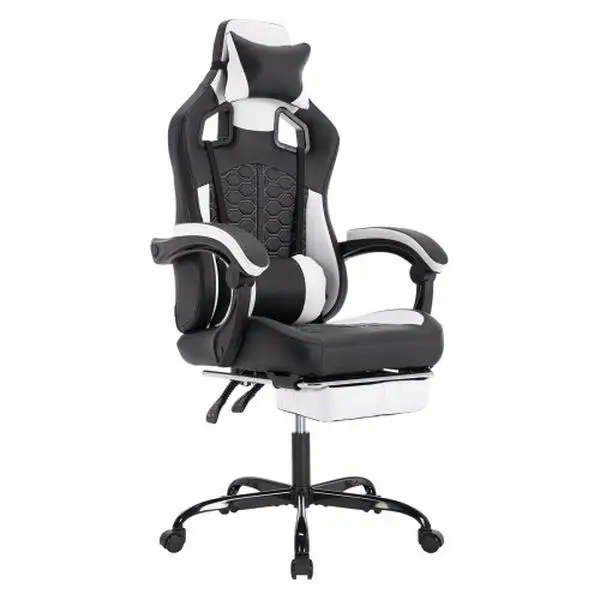 Gaming Chair, Computer Chair with Footrest, Height Adjustable & 90°-135° Tilt Function, Swivel Recliner Ergonomic Racing Style Video Game Chair with L