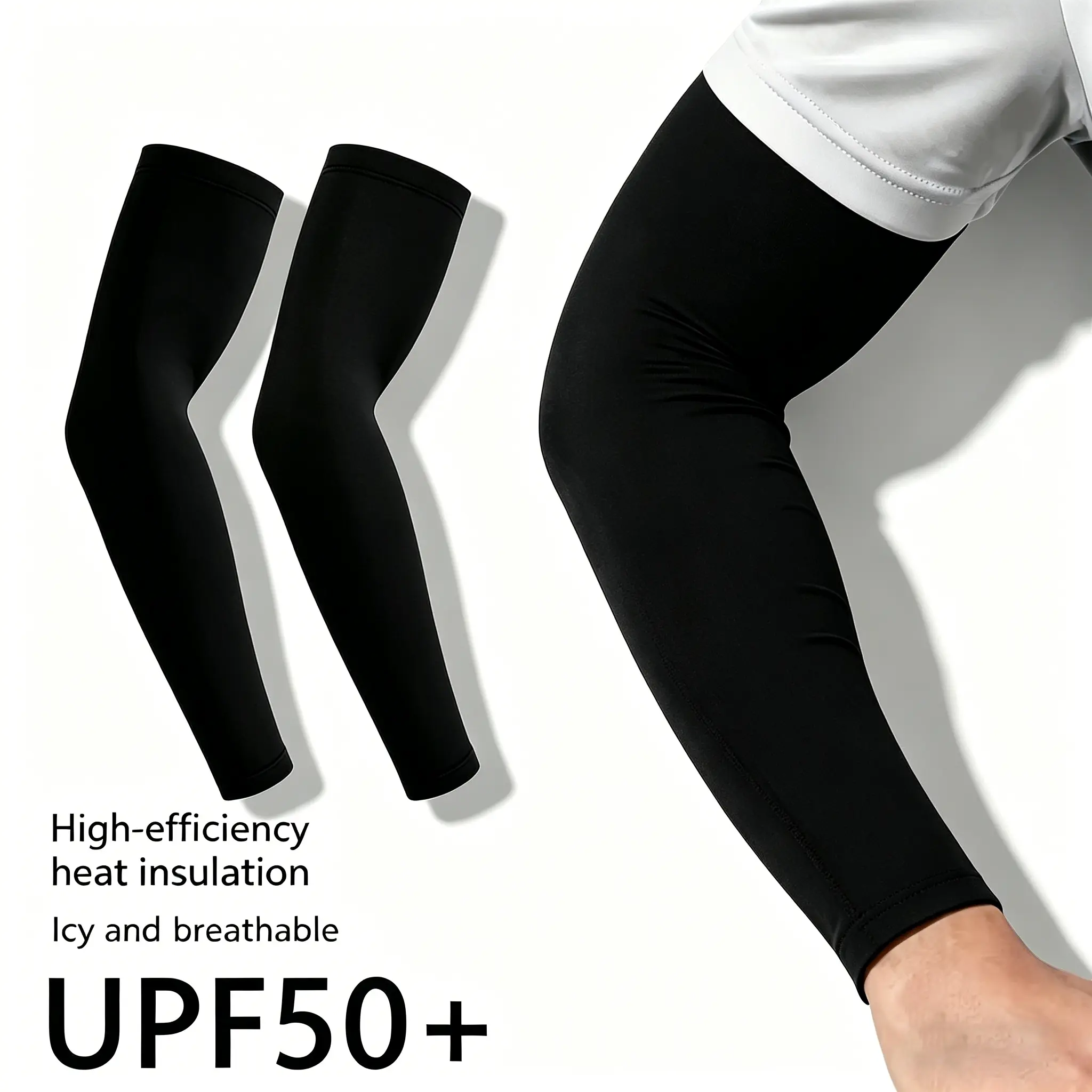 Arm Compression Sleeve for Men & Women, Cooling UPF 50+ Sun Protective Gear, Breathable Nylon Fabric, Tattoo Cover for Cycling & Sports, Upper Arm Sleeve