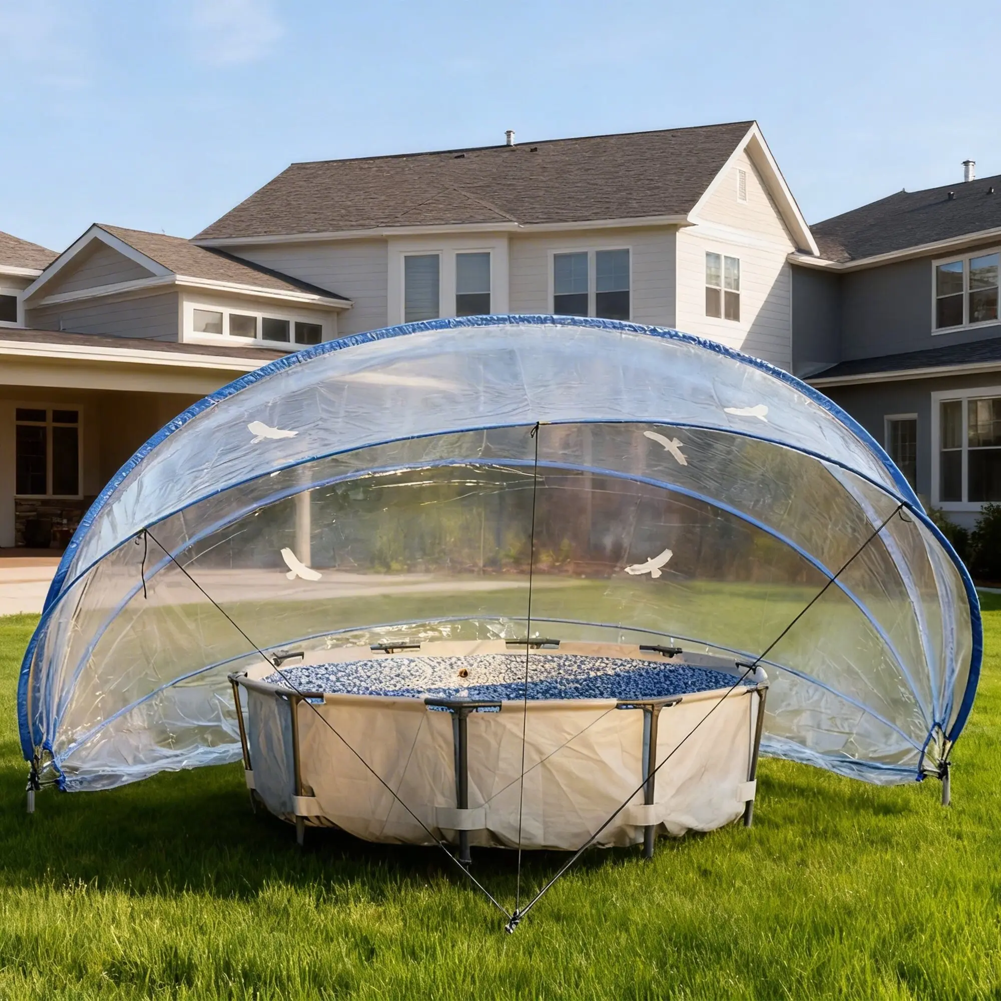 18FT Retractable Pool Dome Cover for Above Ground Pools, Clear PVC Round Pool Enclosure, 180° Easy Open Solar Pool Cover, UV Rain Dust Leaf Protection, Heat Retention for Backyard Swimming Pools