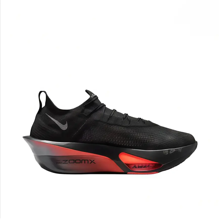 Sleek Black Red Athletic Sneakers Responsive Cushioning Road Jogging And Competition Footwear