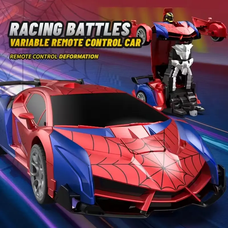 Tibibee 2.4GHz Transforming RC Spider Robot Kid Car - 1:18 Scale, 360° Rotation, 1-Button Deformation, Rechargeable Batteries, High-Grade ABS, Light-Up Eyes, Remote Controller Cars, RC Vehicle, Christmas Gift for Kids Ages 4-8 outdoor toy