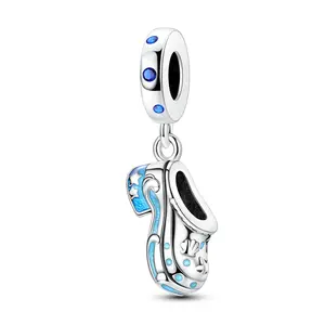 MULA Silver-Plated Ocean Croc Pendant - Blue Enamel, Sparkling Accents, Women's Sea-Inspired Jewelry, Casual Wear, Beach Vacation Gift, Bracelet & Necklace Compatible Charm, Jewelry For Women
