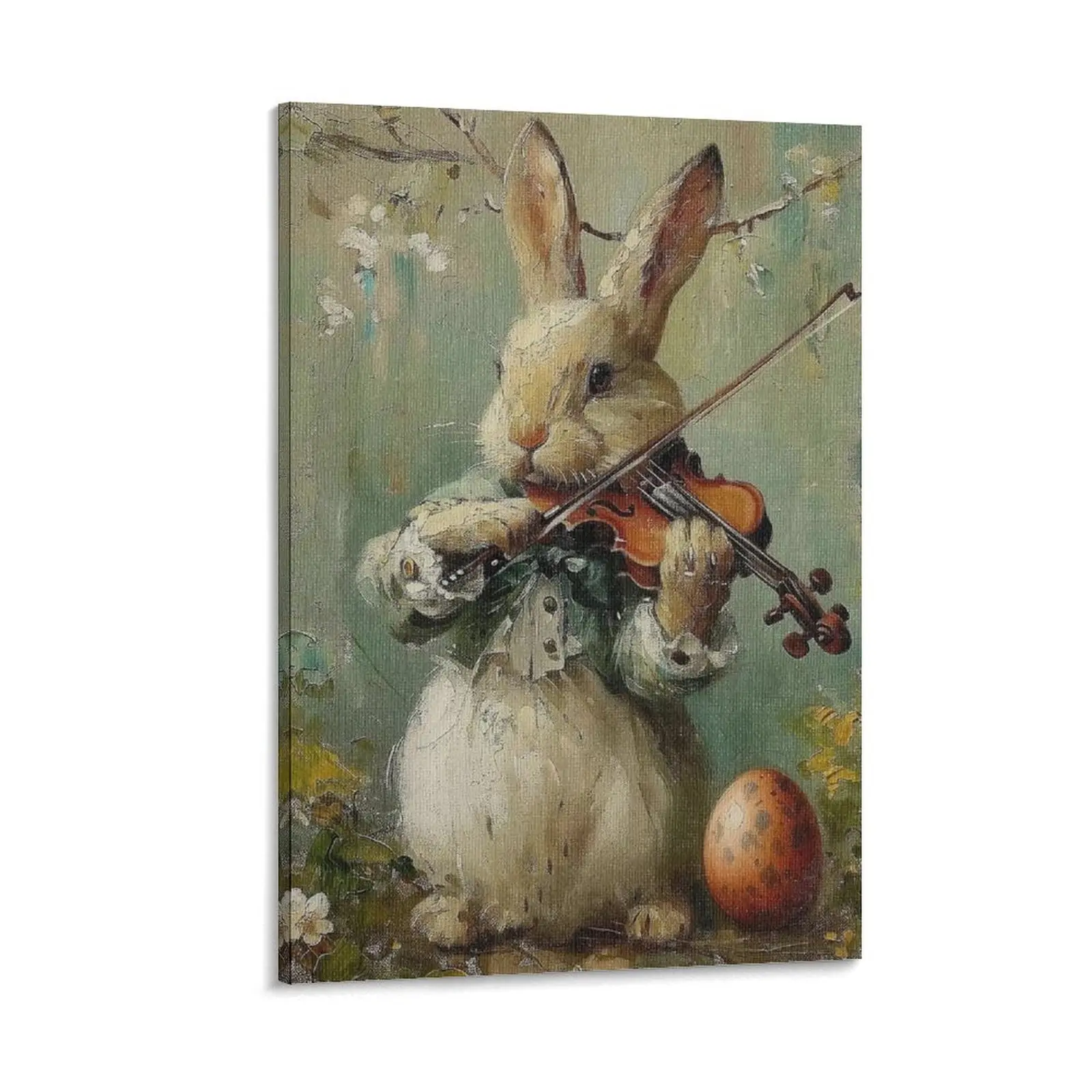 Easter Bunny Playing Cello Poster Easter Canvas Poster Bedroom Decor Sports Landscape Office Room Decor Gift Frames Ornaments Wall Decoration Artistic Photo