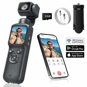 4K Pocket Vlogging Camera, Digital Camera with 330° Rotating Lens, WiFi Transfer, Face Tracking, 32GB Card & Tripodvlogging camera