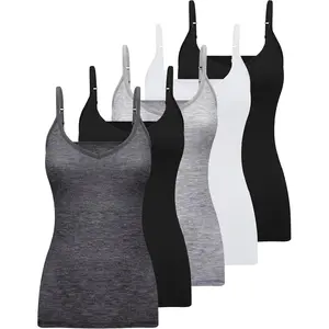 5 Pcs V Neck Camisole Tops for Women Spaghetti Strap Tank Top Slim Fitted Camisole Undershirt