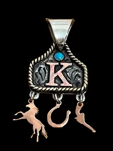 Custom Cow Tag Necklace with Charms – Personalized Initial Western Pendant - 1" by 1"