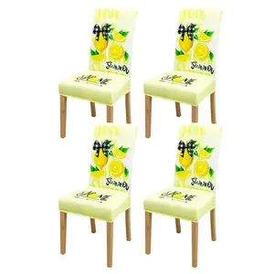 Lemon Pattern Chair Cover, Chair Covers Set, 4/6/10pcs Elastic Chair Slipcover, Dustproof Chair Protector for Home Kitchen Dining Room Hotel Decor, Stretch Chair Slipcovers
