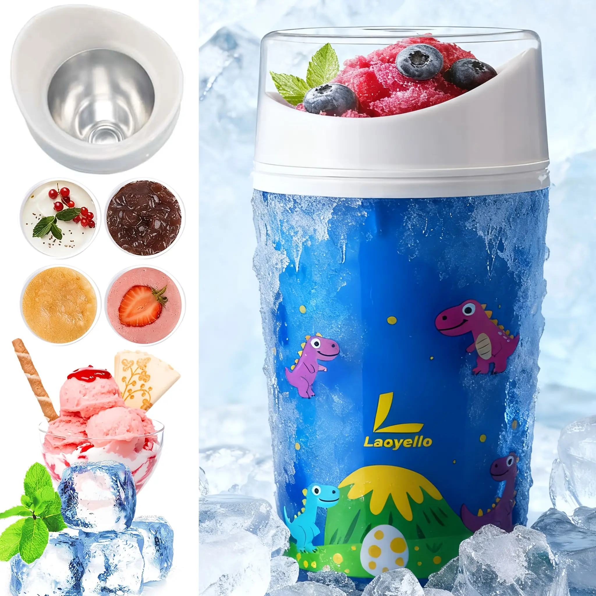 Jumbo Slush and Shake Maker, Compact Make and Serve Cup with Freezer Core Creates Single-Serving Smoothies, Slushies and Milkshakes in Minutes, BPA-Free, Bright Blue