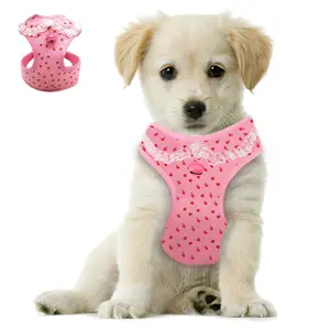Pink Dog Harness for Small Dogs No Pull Girl Dog Harness, Step-In Adjustable Puppy Harness, Cute Soft Breathable Dog Vest Harness