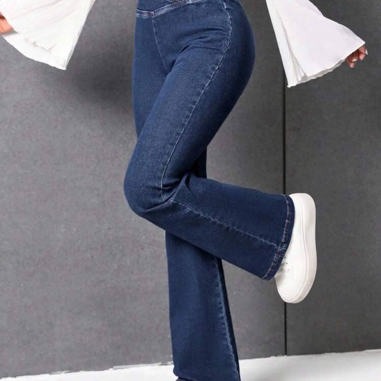 Women'S Wide Waist Flared Jeans high-waisted design casual high waist