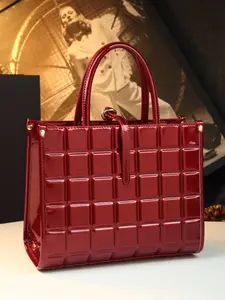 2026 New Glossy Handbag, Square Texture Totem Bag, Women's Fashion Commuter Shoulder Crossbody Bag, Bride Wedding Bag