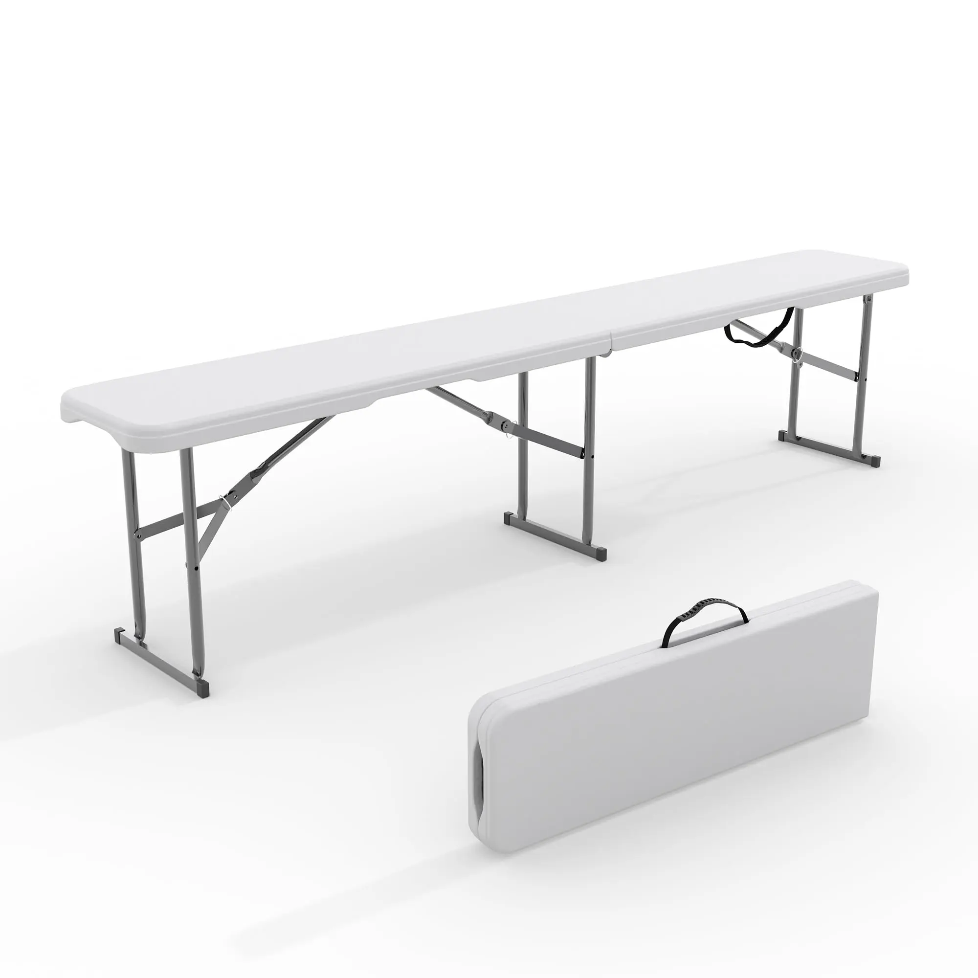 Portable Folding Outdoor Bench 6FT – Heavy Duty HDPE Picnic Seat with Sturdy Metal Frame Waterproof Carry Handle & Lock – Ideal for Garden Patio Dining Camping Sports Parties