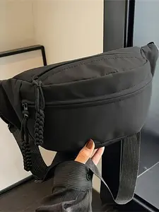 Large Capacity Crossbody Bag, Lightweight Foldable Nylon Waist Pack, Adjustable Shoulder Strap, Ideal for Sports & Casual Use, Casual Crossbody Bags