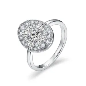 D/VVS1 Round Shape All Synthetic Moissanite Ring for Women Engagement Fine Jewelry Gift a