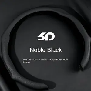Napa Leather Steering Wheel Cover for 2026 New Vehicles Ultra-Thin Breathable Anti-Slip Grip Quick-Turn All-Weather Modern Style Noble Black