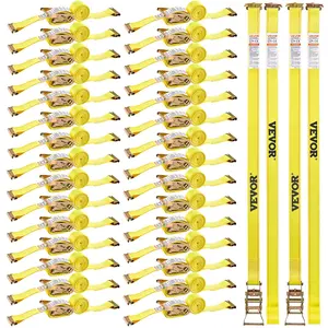 VEVOR Ratchet Straps, 2 in x 15 ft, 30 Pack E-Track Tie Down Straps, 4400 lbs Break Strength & 1460 lbs Rated Load, Tie Down Ratcheting for Moving, Trailers, Motorcycles, Kayaks, Car Roof, Yellow