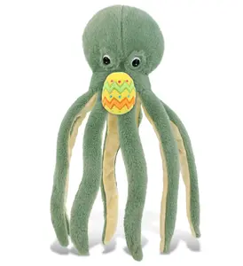 DOLLIBU 15-Inch Super Soft Green Polyester Octopus Stuffed Toy - Spring Theme Plush with Yellow Easter Eggs, Personalized Gift for Toys & Hobbies Fans