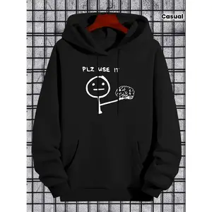 Men's funny stickman proverb with brain illustration promoting mental engagement Graphic Hoodie - Long Sleeve Pullover Regular Fit | Soft & Breathable Fabric, Durable Print, Everyday Comfort, Machine Washable, casual, humorous, minimalist graphic design