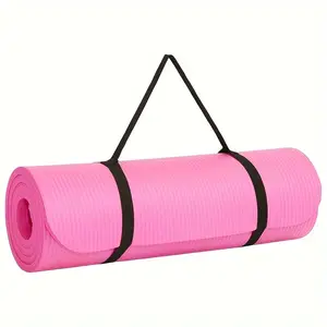 Thickened High-Density Yoga Mat with Shoulder Strap - Tear Resistant Non-Slip Rubber for Enhanced Grip & Comfort - Pink Fitness Training Exercise Mat