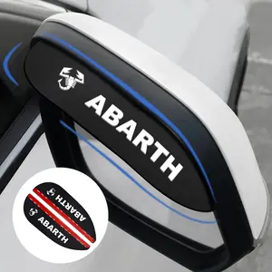 2-Piece Car Rearview Mirror Rain Eyebrow, Reflective Mirror Rain Cover, Car Rain Strip Decoration, Abarth Exterior Protection Accessories