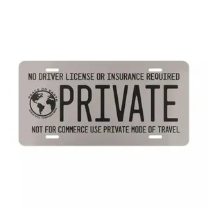 No License Or Insurance Required Private Vanity Plate, Aluminum License Plate, Car Tag, Accessories
