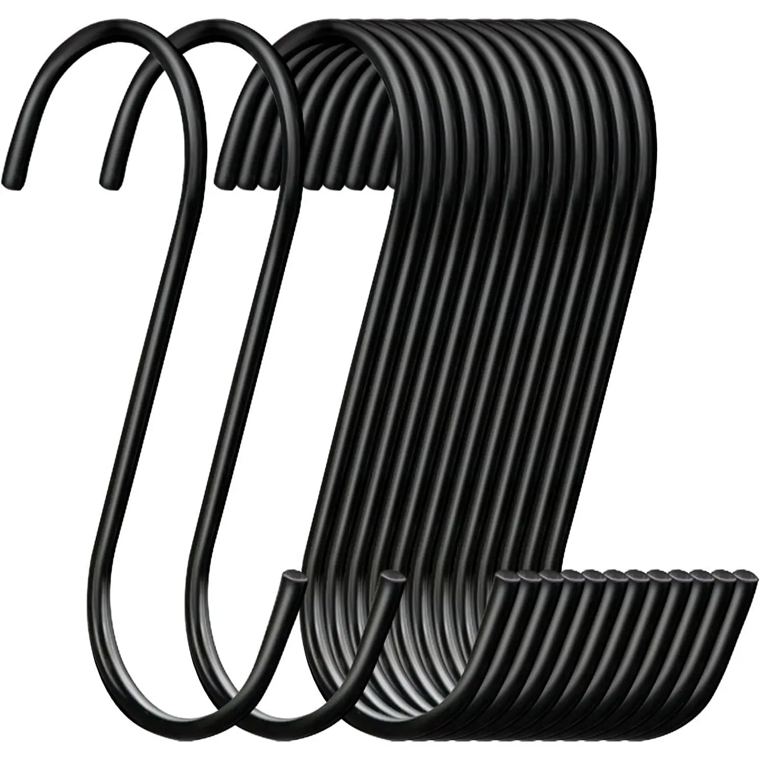 30 Pack Heavy Duty S Hooks Black Steel S Shaped Hooks for Hanging Jeans Pans Pots Plants Bags Towels Kitchen Closet Hooks Hanger, Large 3.5 inch