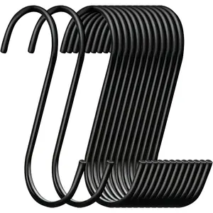 30 Pack Heavy Duty S Hooks Black Steel S Shaped Hooks for Hanging Jeans Pans Pots Plants Bags Towels Kitchen Closet Hooks Hanger, Large 3.5 inch