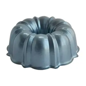 12 Cup Aluminum Formed Bundt Pan Blue for Baking Bread or Jello