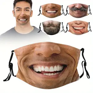 nadanbao 3D Comical Face Mask - Polyester, Comfortable, Comical Look, Funny Comedy Hat Party Accessory for Halloween Cosplay, Biking Celebrations | VK4495617 (Guangdong, China)