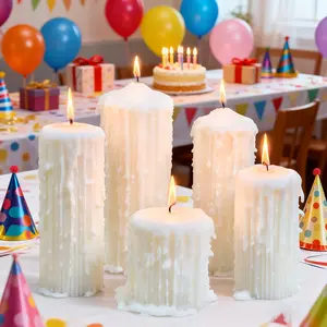 1 Pc Drip Effect Soy Wax Pillar Candle, 30-45H Burn, Melting Teardrop Candle for Home Decor, Halloween, Christmas, Weddings & Gifts