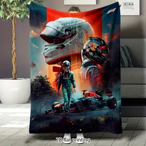 Red Bull Ferrari racing-themed flannel blanket, ultra-soft sofa blanket, large size, suitable for sofas, beds, travel, birthday and Valentine's Day themed gifts.