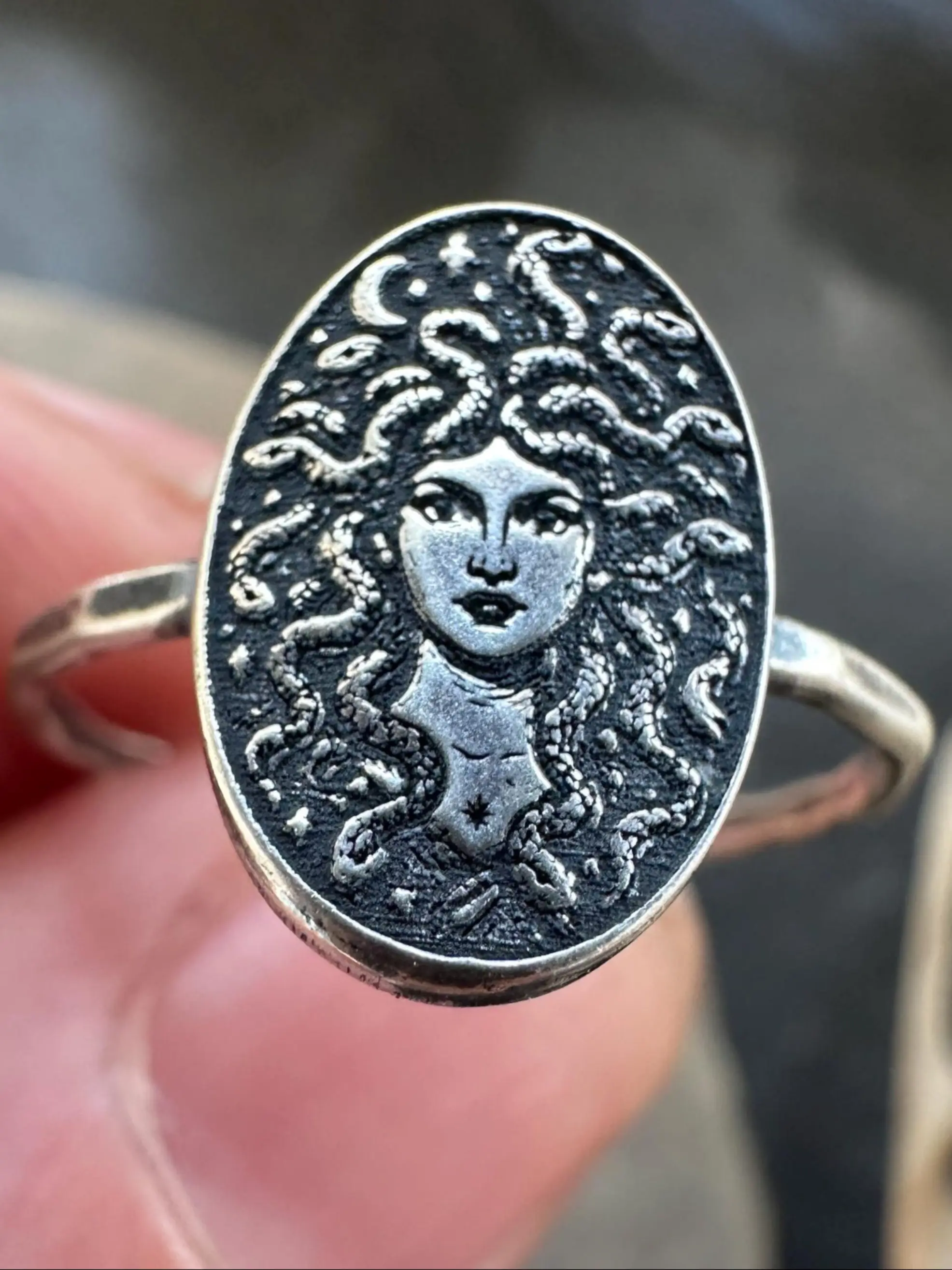 The Retro-inspired Medusa Oval Ring, Boho Style Rings, Boho Statement Ring, Copper Statement Ring, Boho Jewelry, Suitable for Parties, Music Festivals, Vacations and Daily Wear, Great Gift for Anniversaries, Holidays