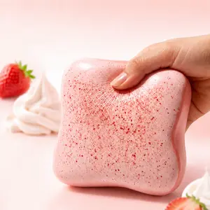 Strawberry Pink Slow-Rising Squishy Pillow, 12cm Soft Stress Relief Desk Companion, ASMR Hand Pressure Item for Work & Relaxing Moments, Pillow Squishy