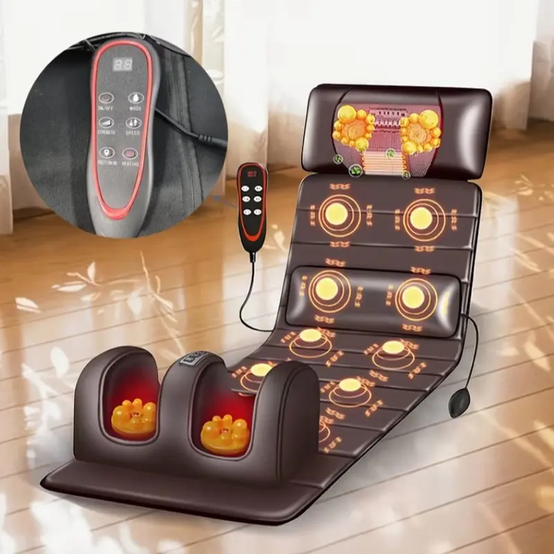 1 Set of Large Brown Full Body Heating Massagers, 2 Styles of PU Material, with Neck And Foot Devices And Massage Headrest, Lumbar Pillow, Timer Vibration Massager, Comfortable And Wear-Resistant, Non-Slip Bottom, Suitable for Home