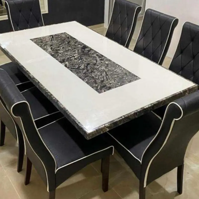 8 seater marble top glass dinning table and chairs