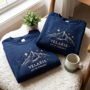 Velaris City of Starlight Embroidered Sweatshirt - Embroidered Crewneck Sweatshirt - Hoodie Casual Wear Womenswear