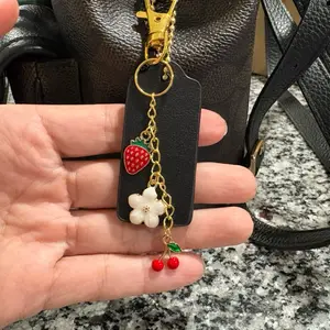 Purse Charm with Strawberry Flower and Cherry Design Accessories