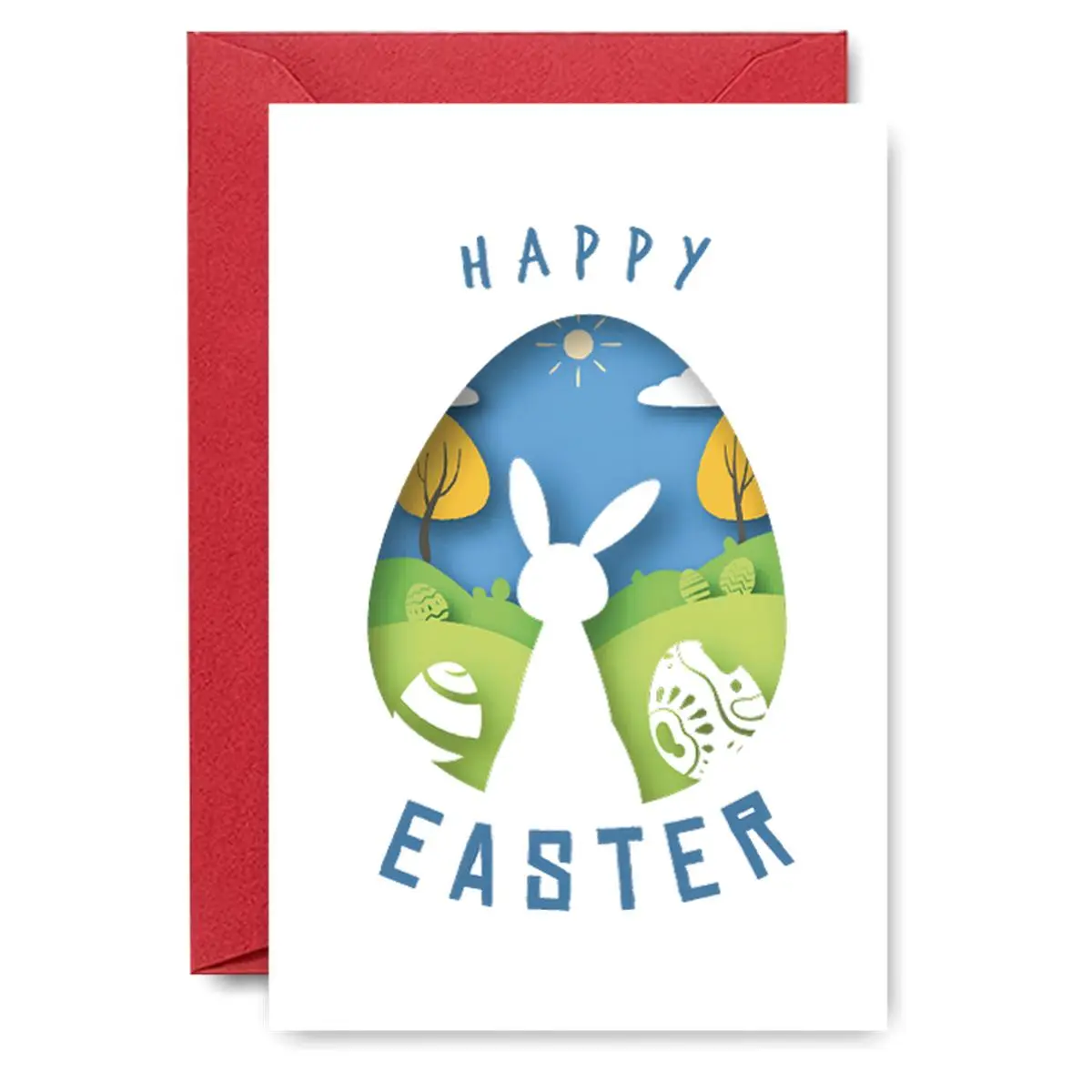Easter Card, 1 Count Egg of Renewal & Whimsical Woodland Symbols Greeting Card, Gift for Nature Lovers, Seasonal Tradition Keepers
