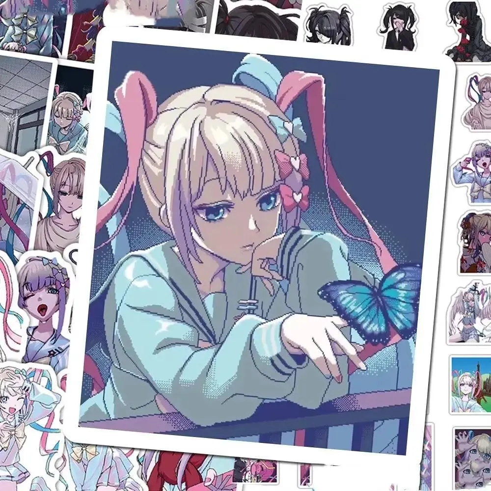 65Pcs Cartoon Kangel Anime Needy Girl Overdose Waterproof Stickers - DIY Use Wall/Phone Decals for Phone/Luggage, Scrapbooking, Home Decor Hanging Supplies