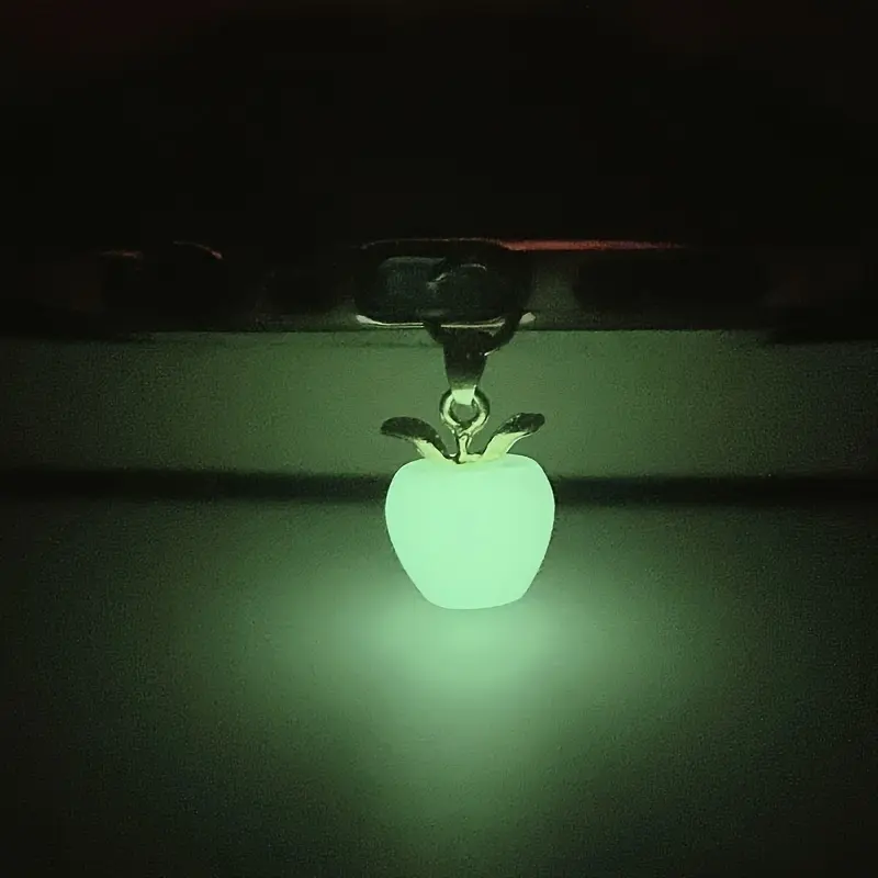 Luminous apple shaped phone, Cellphone suitable for Type-C dust plug - acrylic, luminous stone design, gold leaf details, suitable for iPhone accessories, dustproof, dustproof phone pendant, Charm, Phone Charms