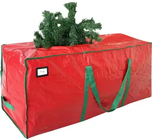 7.5 ft Christmas Tree Storage Bag Durable Heavy Duty Extra Large Artificial Xmas Holiday Tree Bag with Reinforced Handles Dual Zippers Wide Opening Red