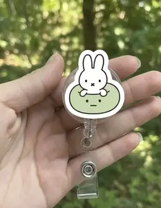 Smiski and Miffy Retractable ID Badge Reel - Miffy Badge Reel / Doctor / Nurse / Medical Worker / Coworker Badge Reel