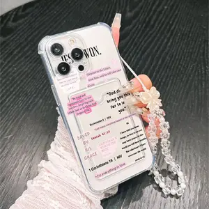 Transparent Anti-Drop Protective Phone Case with Butterfly Knot Lanyard, Compatible with iPhone Models 6-16 Pro Max, Simple Thick Aesthetic Design